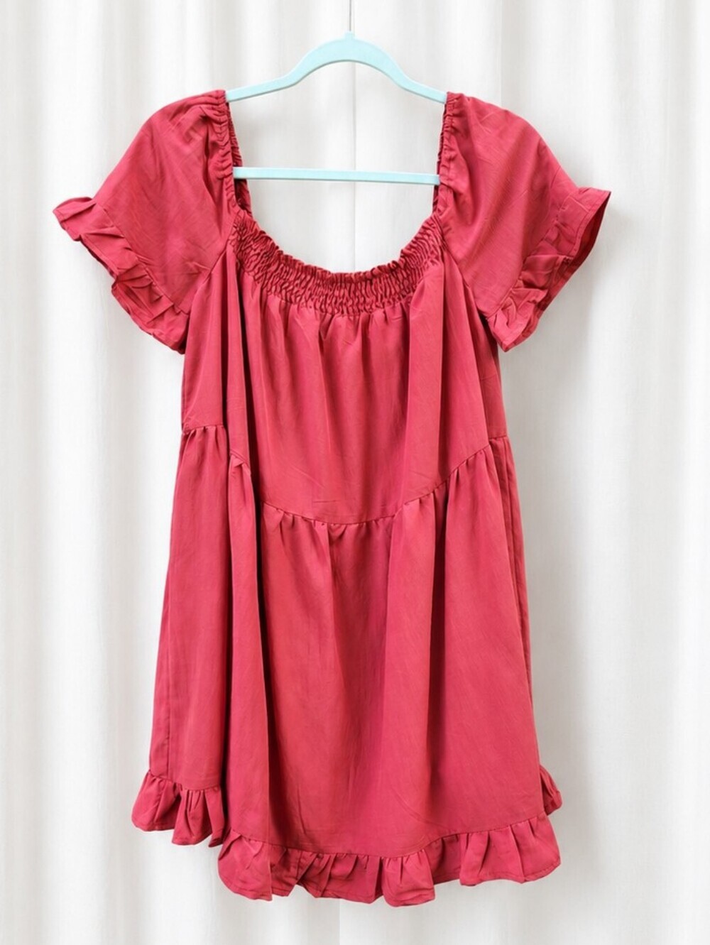 Made With Love Burnt Orange Babydoll Mini Dress M Off Shoulder Cottagecore Boho